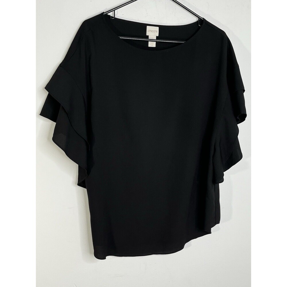 Chicos Flutter Sleeve Blouse Shirt Womens 2 US L  (11)